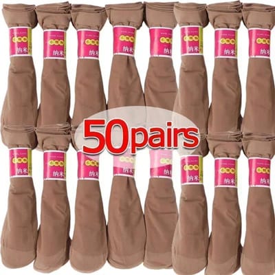 20-100 Stuks Dames Zomer Onzichtbare Sokken Kristallen Sokken Anti-Haak Zijde Fijnmazige Sokken Huidskleurige Ultra-Dunne Sokken One Size pink
