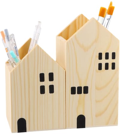 Dailygoods - Pennenhouder hout, pennenorganizer, 8 x 16 cm + 8 x 12,5 cm, bureau-organizer, pennen, doe-het-zelf houten penhouder voor school, kantoor, thuis
