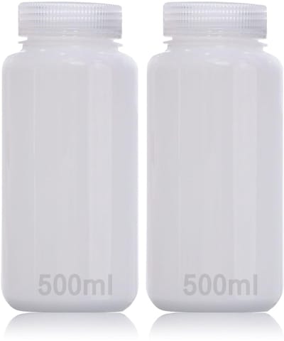 Dailygoods- Laboratoriumfles 500 ml - Lekvrij - Transparante HDPE - Brede Hals - Chemisch Bestendig - Geschikt voor Reagentia - Fles