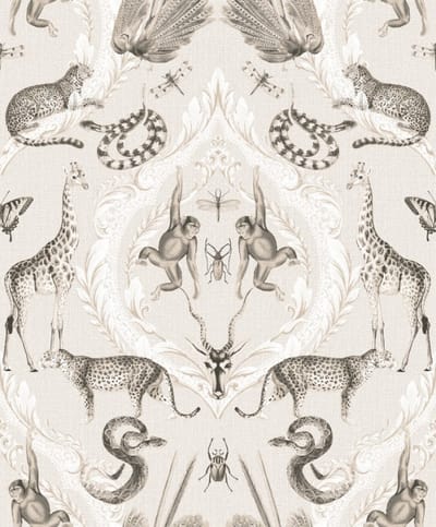 Bazaar - Dieren - Behang - Muurdecoratie - Wallpaper - Klassiek - Vliesbehang - Beige - 0,53 x 10 M.