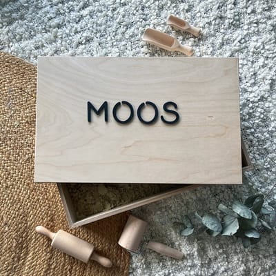 Houten speelbak naam 3D - Sensorisch speelgoed - Kinetic zand - Speelzand - Duurzaam - Speelbak Hoog 48,1x30,1x10,7cm