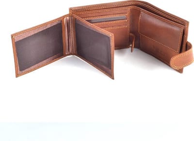 lederen portefeuille mannen met sluiting . Camel of zwart. In cadeaudoos