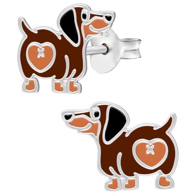 WeLoveSilver - zilveren kinderoorbellen - teckel design - 925 zilver
