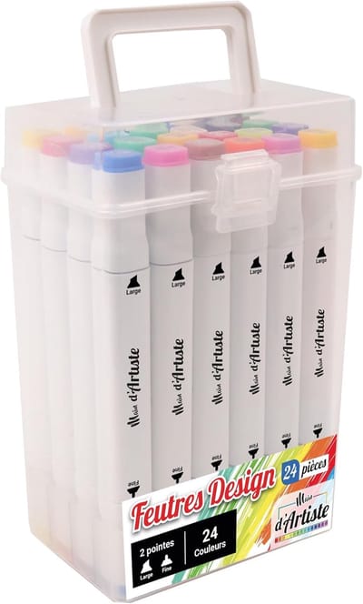 Alcohol Markers - Alcohol Markers Set - Multicolor - 24 Dubbele Punt - Sneldrogend - Voor Creatieve Hobbyisten