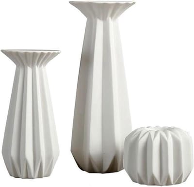 Kandelaar Tafel Decoratie - Keramisch Ornament - Romantische Sfeer - Moderne Geometrie - 300 Gram - Wit