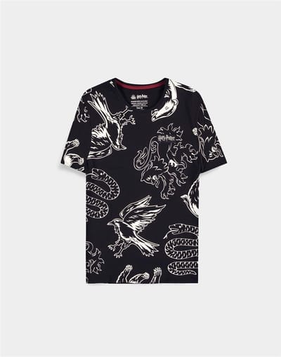 Harry Potter Wizards Unite All Over Print T-Shirt Zwart - Officiële Merchandise - XL
