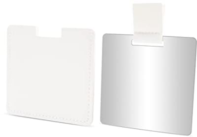 Onbreekbare compacte roestvrijstalen spiegel met PU leren hoes - Handheld make-up en scheerspiegel voor onderweg