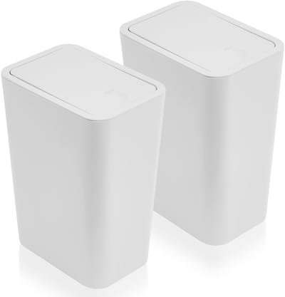 Set van 2 Stuks 9 L Badkamer Prullenbakken - Veilig voor Honden, Smalle Prullenbak met Deksel voor Badkamer, Kantoor en Keuken, Ideaal voor Woonkamer en Toilet