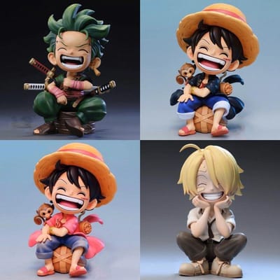 Bandai heet 13cm Anime Figuur One Piece Monkey D Luffy Roronoa Zoro Kawaii Speelgoed Q Figural Nendoroid Auto Decoratie PVC Figuur Cadeau brown