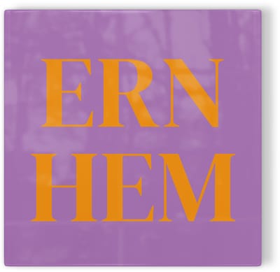 Tegeltje Arnhem Ernhem - paars oranje - tegeltje stad - tegeltje met tekst