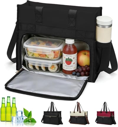 Stijlvolle 2-in-1 lunchtas voor dames met geïsoleerd lunchvak, waterdicht en geschikt voor laptop tot 15,6 inch, perfect voor kantoor en schoolgebruik