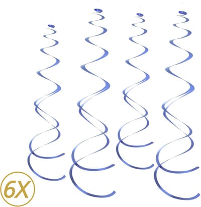 Blauwe Hangdecoratie Slingers Swirl Verjaardag Versiering Feest Versiering Swirls Plafond Decoratie Blauw - 6 Stuks