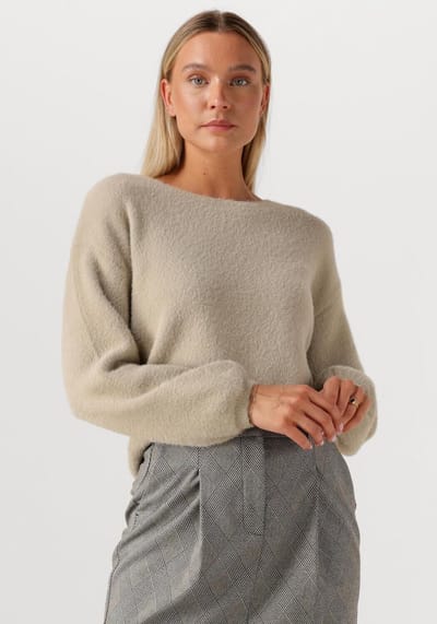 Jansen Amsterdam Caily Trui P 150 Round Neckline Truien & vesten Dames - Sweater - Hoodie - Vest- Beige - Maat M