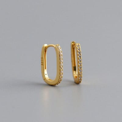 Boucles d'oreilles créoles géométriques en argent sterling 925 en forme de U pour hommes et femmes, boucles d'oreilles simples en micro-zircon doré