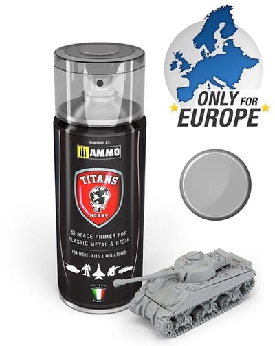 AMMO by Mig Jimenez Hobbyverf Acrylverf - MIG TTH102 Titans Hobby Light Grey - Matt - Primer - Acryl spray Verf spuitbus - 400 ml