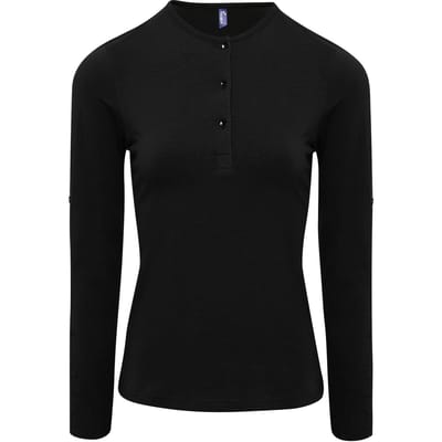 Premier Dames/dames Long John Roll Mouwen Tee (Zwart)