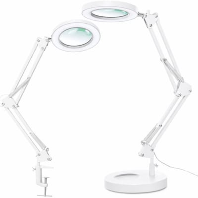 Sounix Loeplamp met LED Verlichting - Met Klem en Baseren - 84LED - Tafel Loeplamp - Bureaulamp - Diamond Painting Accesoire - Wit