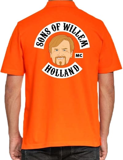 Koningsdag poloshirt - Sons Of Willem Holland MC - oranje - heren - Koningsdag kleding - Bikers S