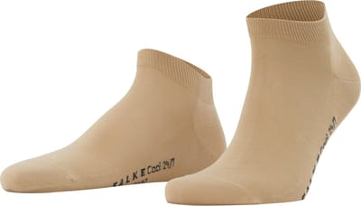 FALKE Cool 24/7 kort eenkleurig katoen sneakersokken enkelsokken heren beige - maat 39-40