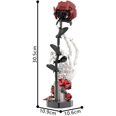 Gobricks MOC Crâne Gothique Rose Briques Main Fleurs Bloc de Construction Jouets Saint-Valentin Cadeau