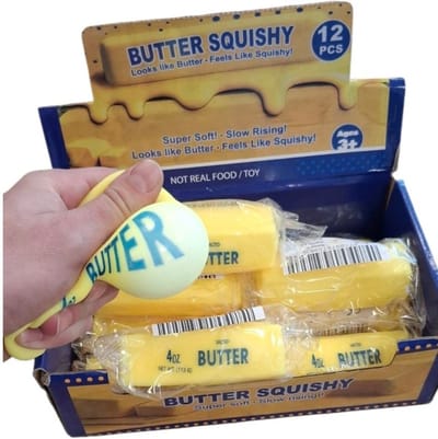 Butter Squishy Geel 10,5 cm – Extra Zacht en Kneedbaar – Fidget Toy voor Kinderen
