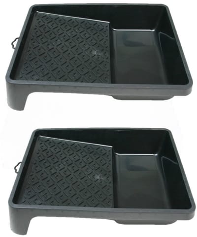 4x stuks verfbakjes voor verfrollers/lakrollers zwart tot 18 cm - verfspullen / schildersbenodigdheden