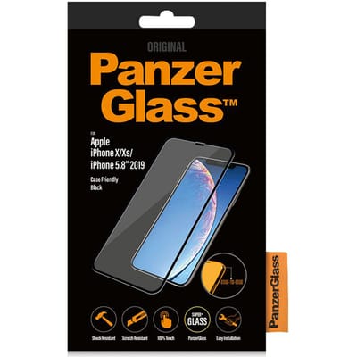 PanzerGlass Screenprotector geschikt voor Apple iPhone 11 Pro / X / XS Glazen | PanzerGlass Edge to Edge Screenprotector - Case Friendly - Zwart