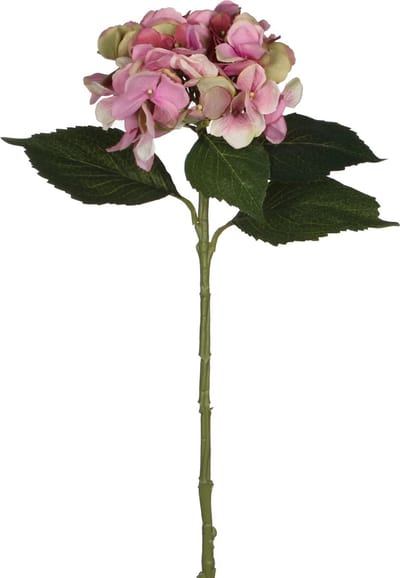 Mica Decorations Kunstbloem - Hortensia tak - roze - 51 cm - losse steel - Kunst zijdebloemen