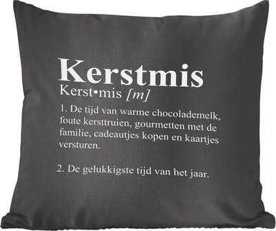 Sierkussens - Kussentjes Woonkamer - 60x60 cm - Kerstmis definitie - Quotes - Woordenboek - Kerst - Spreuken - Kerstversiering - Kerstdecoratie voor binnen - Woonkamer