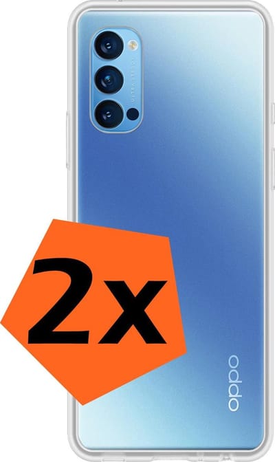 Hoes - 2 Stuks - Geschikt voor OPPO Reno 4 Pro 5G - Sterk & Shockproof - Case Siliconen - Back Cover - Telefoon Hoes - Transparant