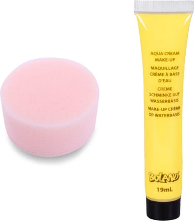 Boland Carnaval schmink - Geel - met grimeer sponsje - Gezicht/lichaam - 19 ml - kinderen/volwassenen