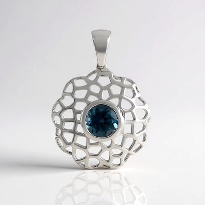Cavill - Zilveren Hanger 925 Sterling Zilver - 1,35 Ct Ronde Londen Blauwe Topaas - Braziliaanse Edelsteen - Luxe Blauw Sieraad