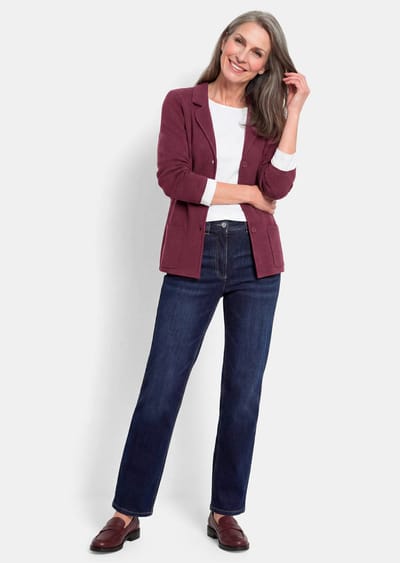 Tricot blazer met opgestikte zakken - bordeaux - Gr. 19 van Goldner Fashion