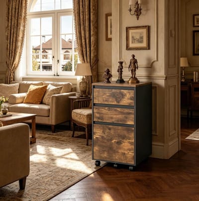 HAUSS SPOLE Hangmaprek - Verrijdbare Archiefkast Met Lade En Documentopslag - Voor Kantoor En Slaapkamer - Hout - 40x40x70 Cm - Zwart Donkereik