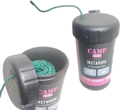 Touwdispenser met Snijmes 30 Meter Polyester Touw 3mm 200kg Trekkracht voor Kamperen, Klussen, Outdoor & Tuin