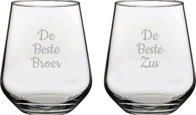 Gegraveerde Drinkglas 42,5cl De Beste Broer- De Beste Zus