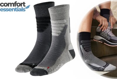 Comfort Essentials Wandelsokken All Weather 2-Pack – Wandelsokken Dames – Wandelsokken Heren – Wandel Sokken - Multi Grijs - Maat 39/42