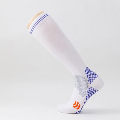 Sport Spier Kousen Compressiekousen voor Mannen Vrouwen Meerkleurig Professionele Verpleegsokken Geschikt voor Hardlopen Vliegen Reizen L US11-13 EU41-45 wit