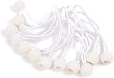 Elastiek met bal wit - 12 delig - Spanelastiek - 17cm - Benson