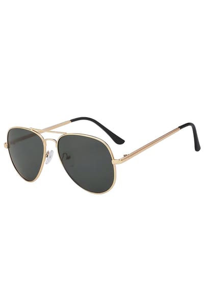 KIMU® Zonnebril Avator Heren - Goud Montuur - Zwarte Glazen - Gouden Pilotenbril Seventies Vintage Retro Piloot Model Festival