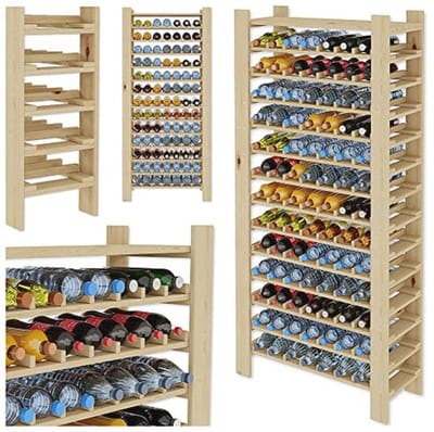 Elegant Houten Wijnrek voor 91 Flessen - Compact en Duurzaam