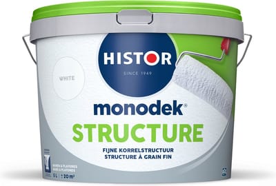 Histor Monodek Structure Muurverf – Matte Structuurverf met Fijne Korrel – Camoufleert Oneffenheden – Geurarm en Oplosmiddelvrij – Voor Binnen – Wit – 5L