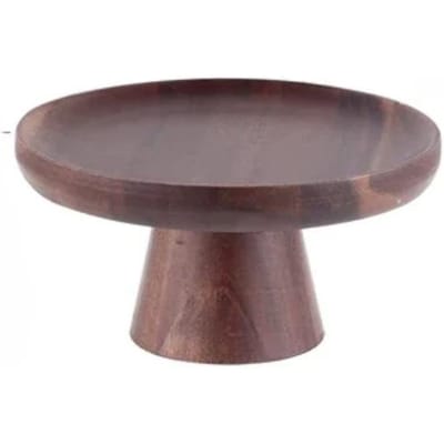 Retro hoge voet dienblad Walnoot Kleur Massief Hout Taartplateau Huishouden Woonkamer SumDish Desserttafel Displayframe Hout Fruitplateau gray