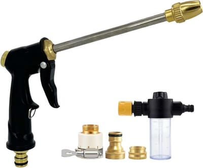 Hogedruk Waterslangmondstuk - Tuinsproeier Metaal - Buiten Reinigen - Solide Metalen Constructie - 27.2 x 15 x 5.9 cm - Zilver