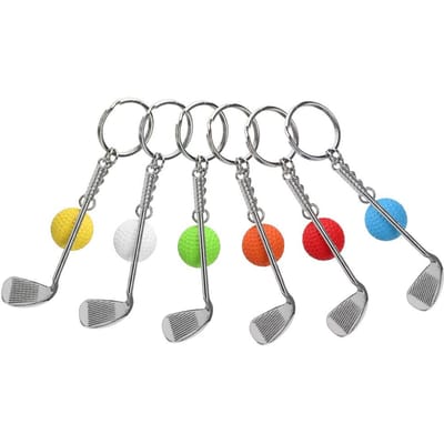 6 stuks Mini Golfclub Bal Sleutelhanger Creatieve Sleutelhanger Hanger Decoratie voor Tassen Sleutels gray
