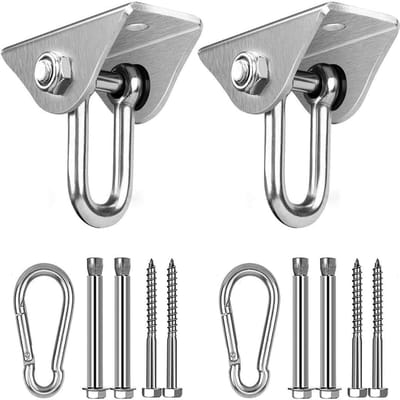 Plafondhaak, Hangstoel Schommelophanging, Hangmatbevestiging Schommelophanging, met Schroef voor Beton, Houtsets, Speeltuin, Veranda Zitje, Trapeze Yoga (Pack van 2 U-Type)