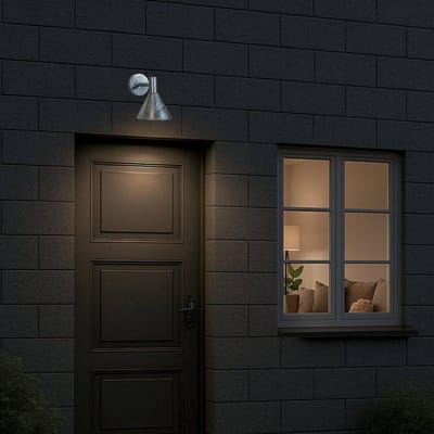 PR Home buitenwandlamp Mini-Tripp, zilverkleurig, IP44, E27