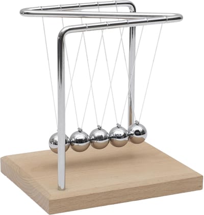 Home deco factory Newton pendel cradle - met 5 ballen - 14 x 12 x 15 cm - Slinger/balanceerballen voor op kantoor/bureau