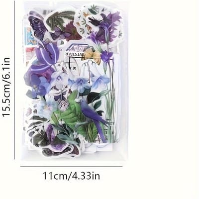 200 stuks Vintage Bloemen & Vlinders Stickers Set Gemengde Kleur, Scrapbooking Versieringen voor DIY Knutsels, Journaling, Collage Albums white
