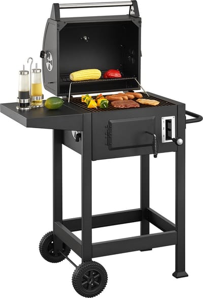 Juskys Barbecue / Houtskoolgrill / BBQ Missouri - Incl. Afdekzeil & Zijtafel